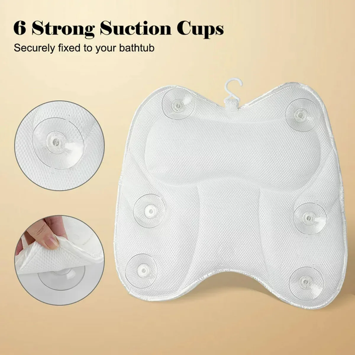 Non-Slip SPA Bath Pillow with Suction Cups Bath Tub Neck Back Support Headrest Pillows Thickened Home Cushion Bathroom Accersory