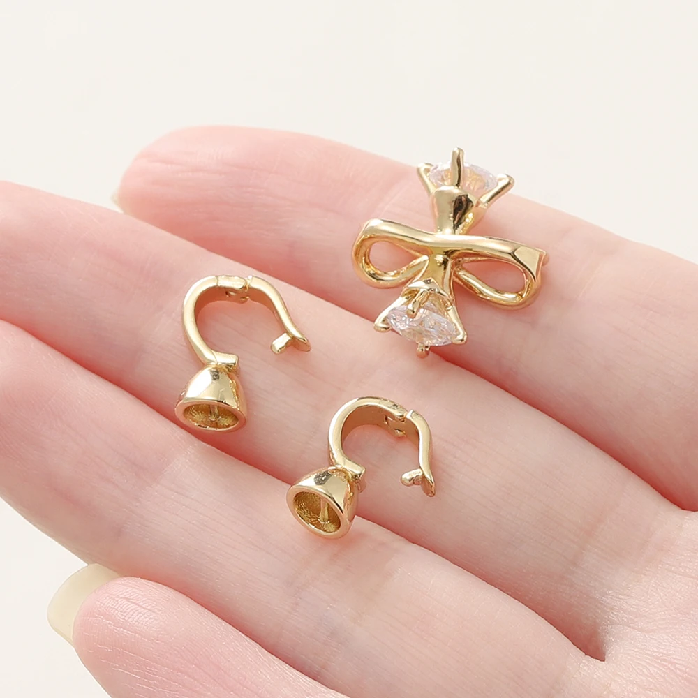 1Pcs/Lot 14/18K Gold Color Plated Decorative Connector Fastener Clasps With Zircon for DIY Jewelry Necklace Making Accessories