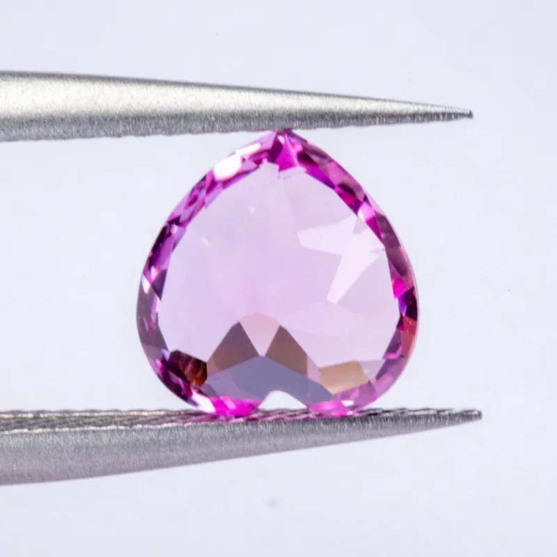 

Lab Grown Sapphire Heart Shape Pink Color Charms Advanced Jewelry Rings Earrings Making Extremely Shiny Quality CertificateNN