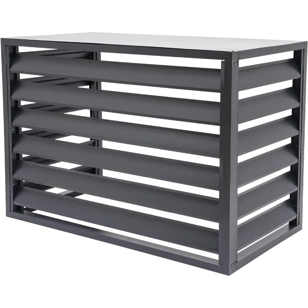 エアコンフェンス 39.37インチx19.69インチx27.56インチ 屋外ユニット用プライバシーフェンスカバー、アルミニウム合金エアコンカバー