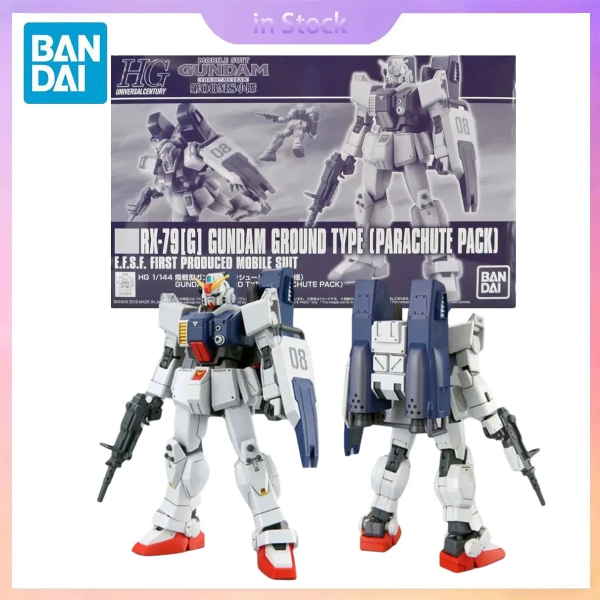 

In Stock Original Bandai Genuine HG RX-79G Gundam Ground Type Parachute Pack Gundam Anime Collection Action Figure Model Kits