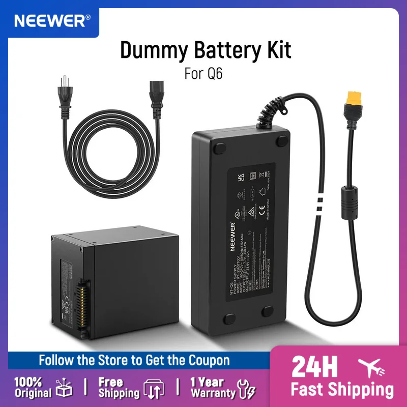 

NEEWER Q6 Dummy Battery Kit for Q6 Outdoor Flash Strobe Speedlight with AC Power Adapter Cable Replacement for NB-Q6 Battery