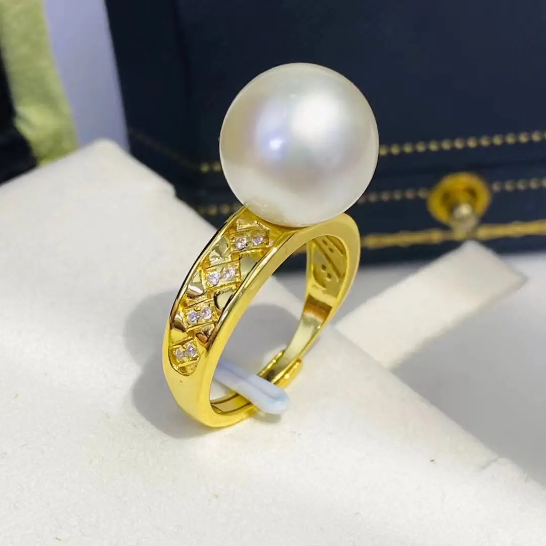 الجملة S925 فضة قابل للتعديل حلقة جبل إعدادات النتائج حوامل ملحقات أجزاء ل 11-12 مللي متر اللؤلؤ 5 قطعة/الوحدة #5