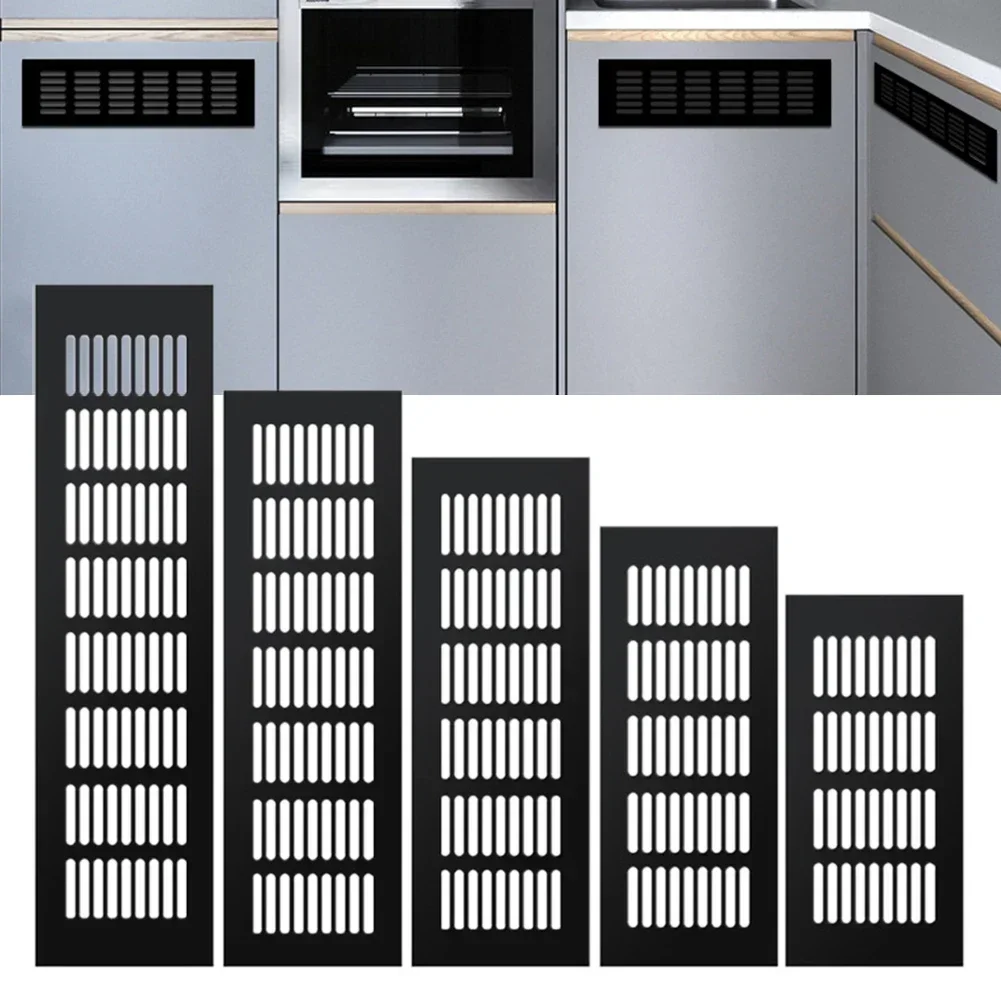 High Quality Ventilation Grille Air Vent Grille 60mm Air Vent Grille Aluminum Alloy Black Cabinet Rectangular Ventilation-Cover