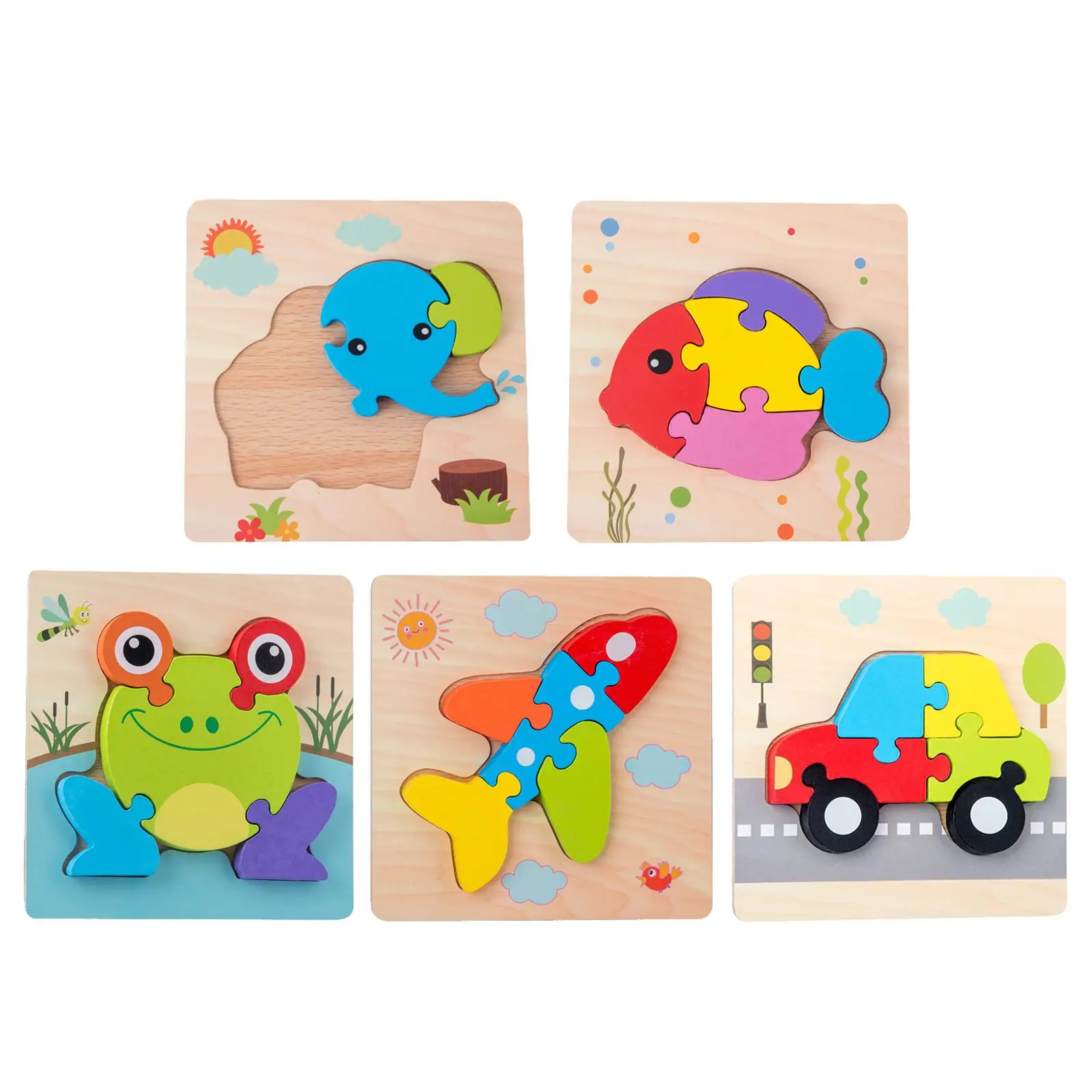 

Colorful Montessori Wooden Jigsaw puzzle children toys -4 Years Old Toddlers Early Development