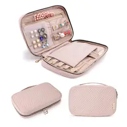 Custodia per gioielli borsa da viaggio per gioielli da viaggio per collana, orecchini, anelli, bracciale, rosa morbido