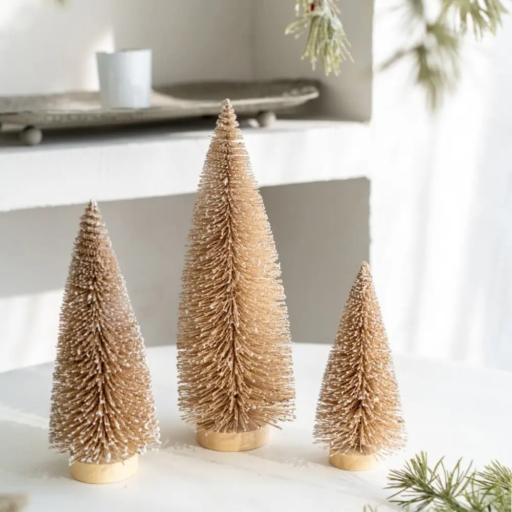 15/20/25cm Christmas Small Snowy Tree Plastic Lifelike Flocked Christmas Tree Handmade Festival Artificial Pine Tree