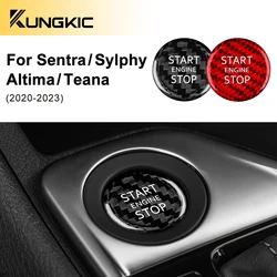 Dry Hard Carbon Fiber Start Engine Stop Button Sticker For Nissan Altima Sylphy Sentra Teana 2020 2021 2022 2023 Interior Trim