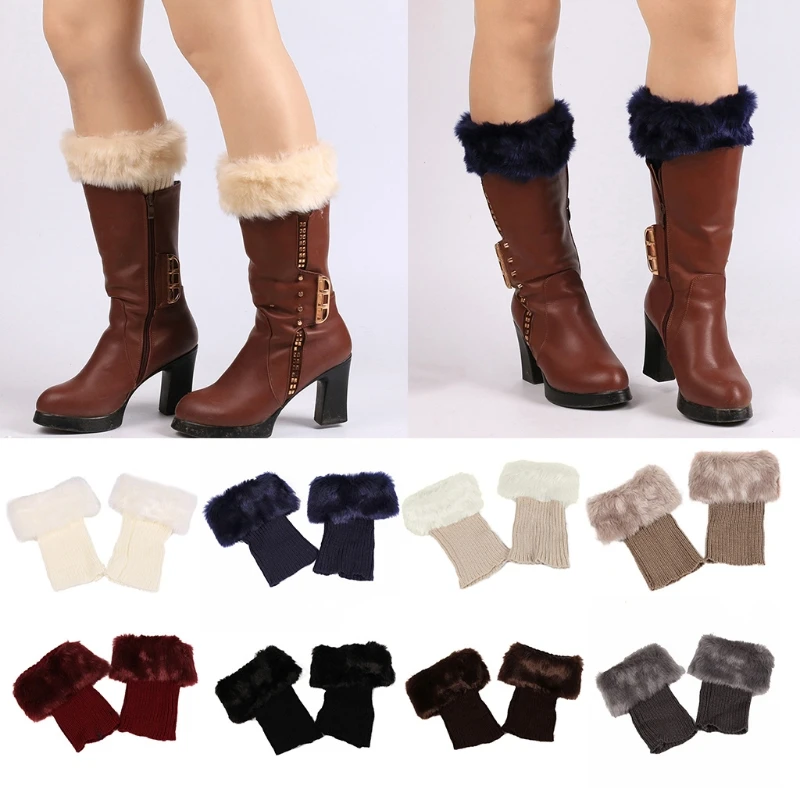 1 par calcetines para botas, calentadores piernas elásticos y esponjosos, punto acanalado, para invierno