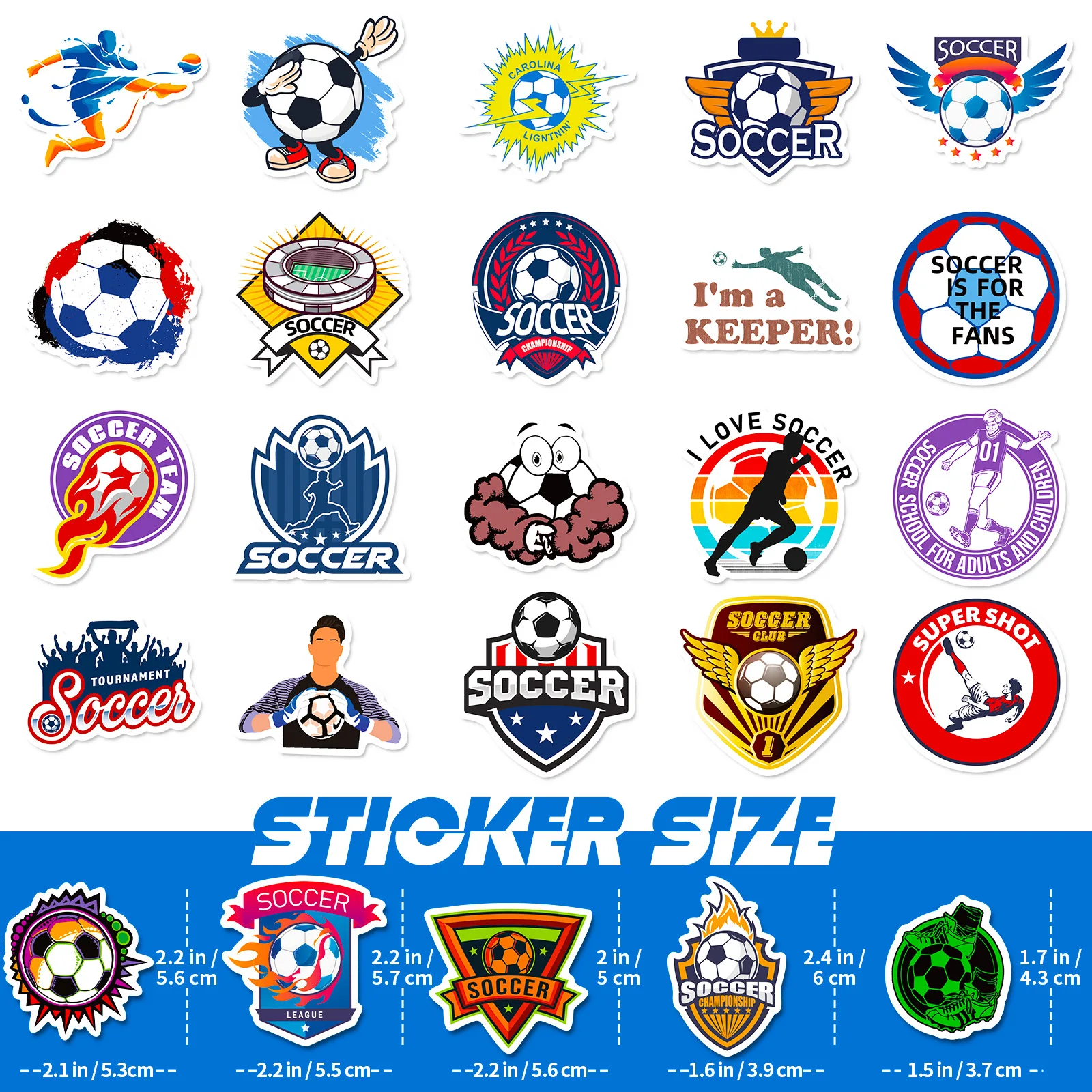 10/25/50pcs Soccer Football Sports Graffiti Stickers for DIY Skateboard Car Helmet Suitcase Notebook Water Bottle Phone Laptop