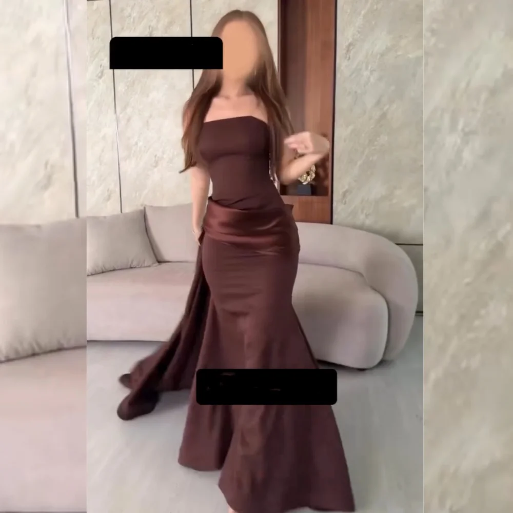 

Customized Sexy Jersey Pleat Mermaid Strapless Long Dresses Bespoke Occasion Celebrity Fashion Sizes Available