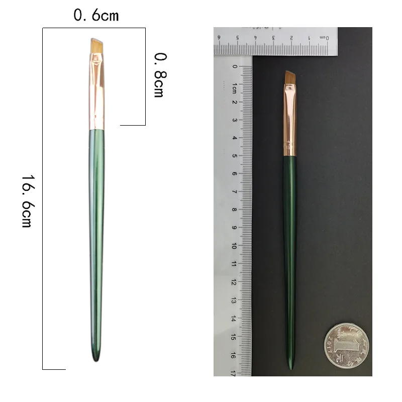 Pennello per sopracciglia diagonale per capelli in fibra verde scuro pennello per trucco per sopracciglia pennello per Eyeliner pennelli per trucco