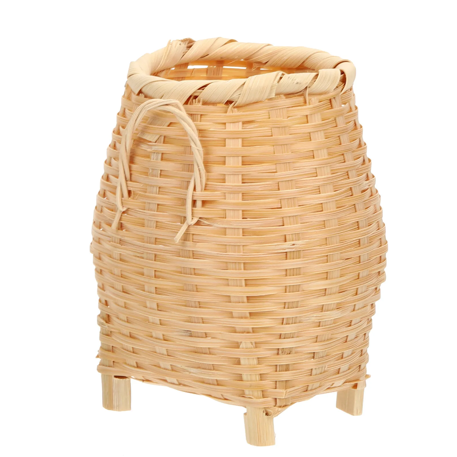Bamboo Woven Pen Holder Organizer Pencil Cup Rustic Design Makeup Brush Multipurpose Desk Utensil