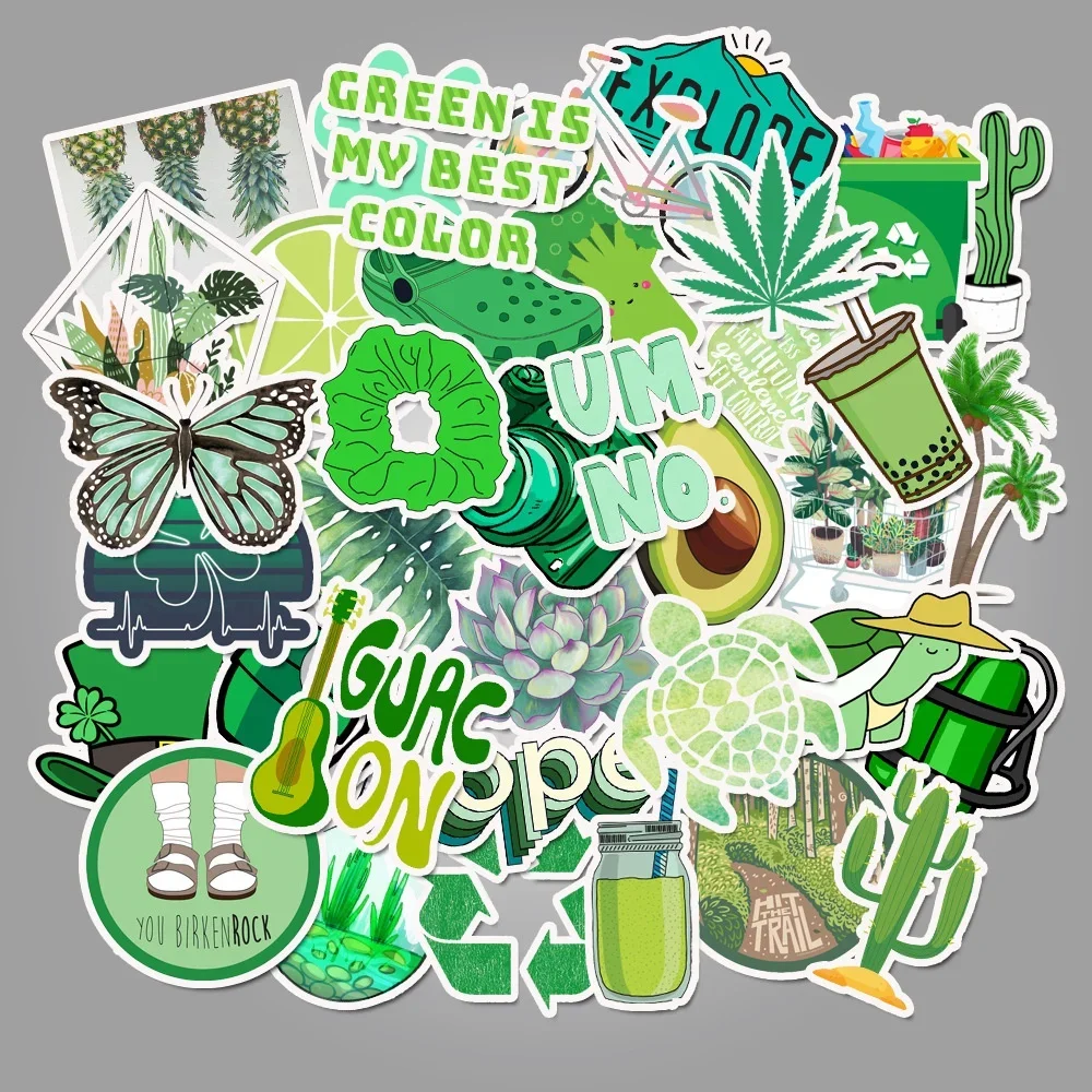 1Set =50Pcs  Girl Green Environmental Protection Sticker Suitcase Waterproof Sticker