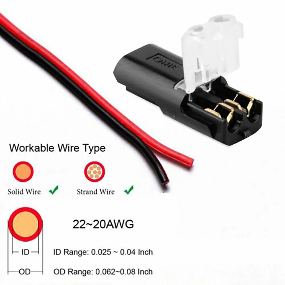 10Pcs Car Waterproof Electrical Connector Wire Cable Car Wire Cable Plug Connector 2 Pin Way Plug Terminal Clamp 21.8*9.8*6.15MM