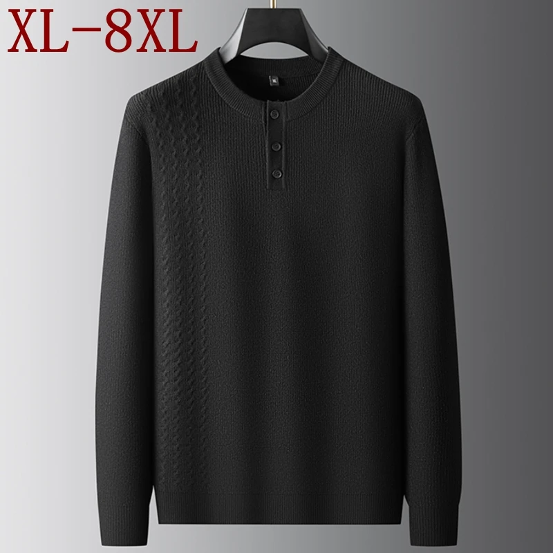 

8XL 7XL 6XL 2025 Новый осенне-зимний элитный роскошный тонкий шерстяной свитер для мужчин, мягкий теплый мужской пуловер, повседневные свободные мужские свитера