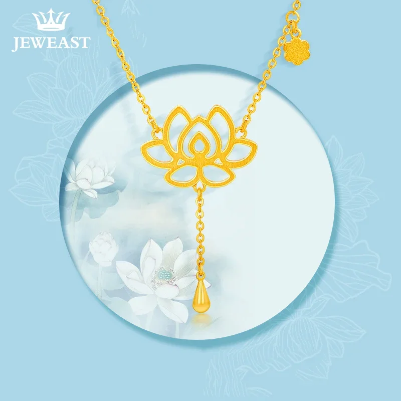 

SFE 24K Pure Gold Necklace Real AU 999 Solid Gold Chain Classic Beautiful Lotus Upscale Trendy Fine Jewelry Hot Sell New 2023