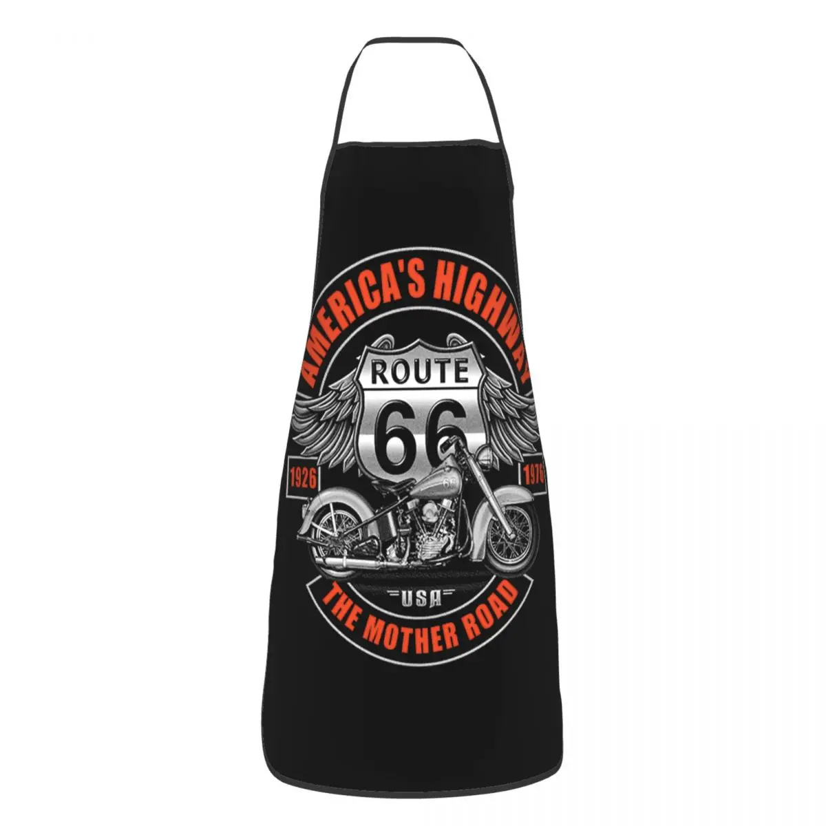 Unisex Americas Highway Route 66 Bib Apron Adult Women Men Chef Tablier Cuisine for Cooking Kitchen Gardening