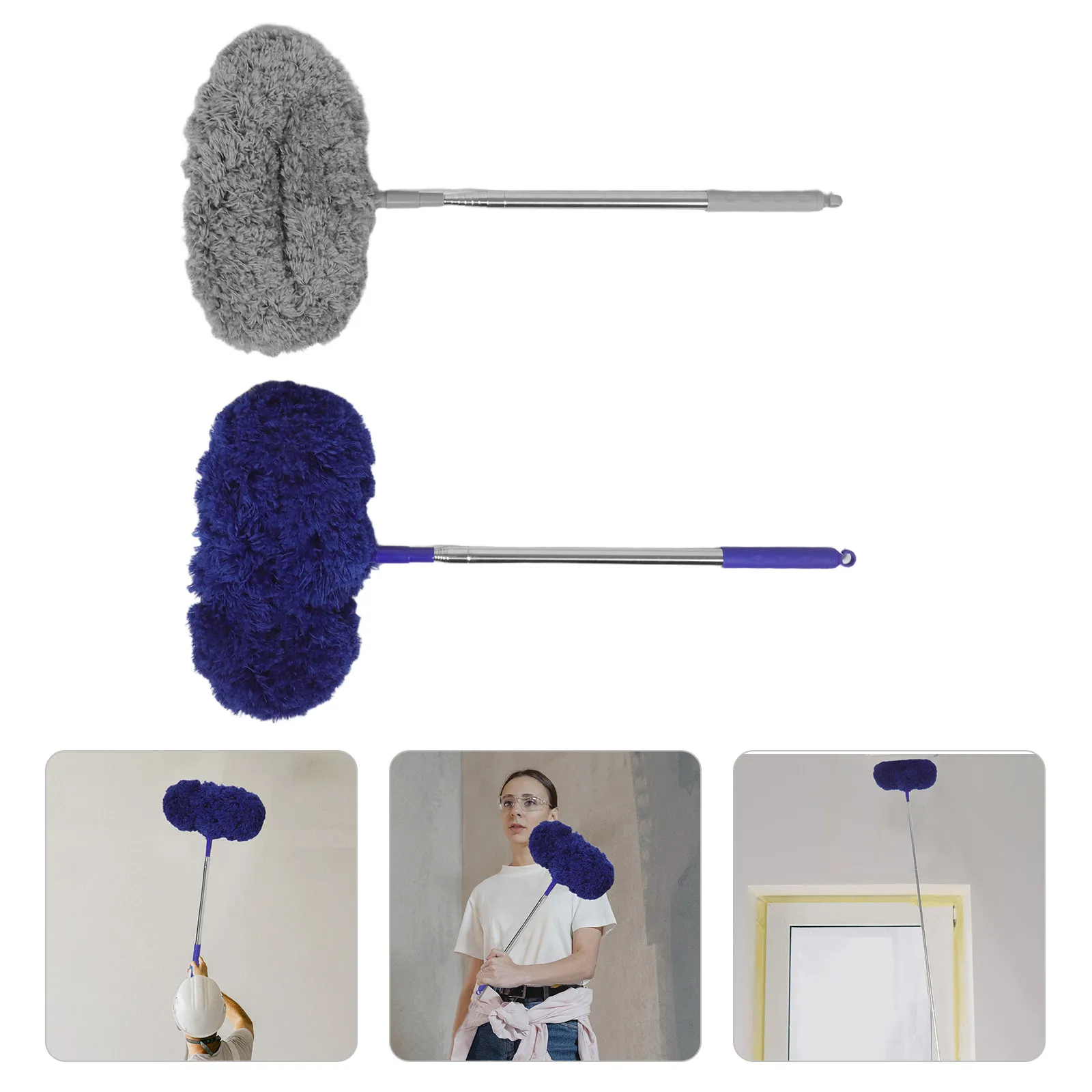 

2Pcs Telescopic Ceiling Fan Duster Extender Dust Cleaning Brush High Reach Wall Bookshelf Furniture Cleaner Home Office Dust