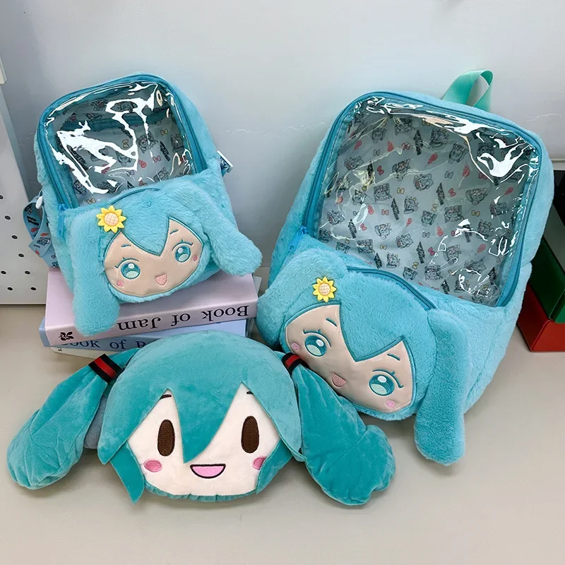 Hatsune Miku Shoulder Bag New Backpack Cute Anime Girl Cosplay Plush Cartoon Kawaii Knapsack Student Bag Packet Kids Gifts Toys