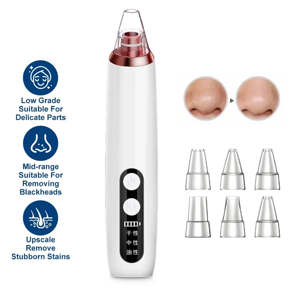 전동 블랙헤드 제거기 진공 여드름 클리너 6개 노즐 블랙 스팟 제거 얼굴 딥 클렌징 모공 클리너 기계 피부용