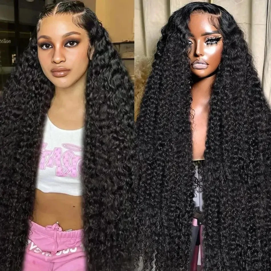 200 Density Deep Wave 13x6 HD Transparent Lace Frontal Human Hair Wig 30 40 Inch Lace Front Wig PrePlucked For Black Women