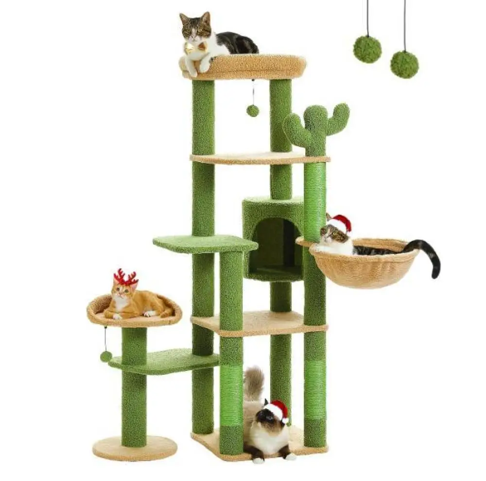 

Cat Tree for Indoor Cats with Free Interactive Cat Toy, Cat Tower with Self Groomer Brush, Sisal Scratchin Ball for Small Cats