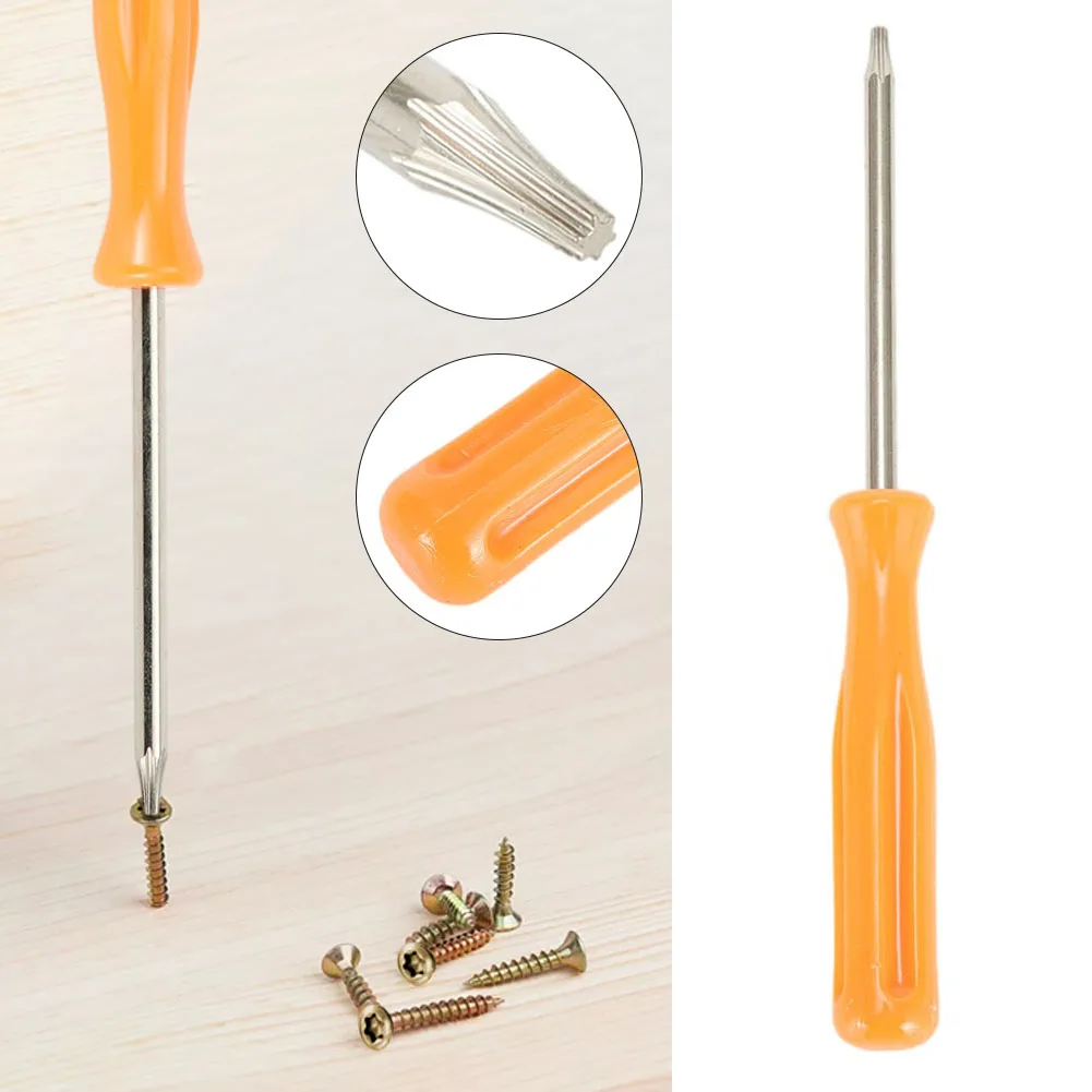 T6 Solid Tip Screwdriver for Game Console, Securely Opens Consoles, Steel and Plastic Build, Orange and Silver Color Combination