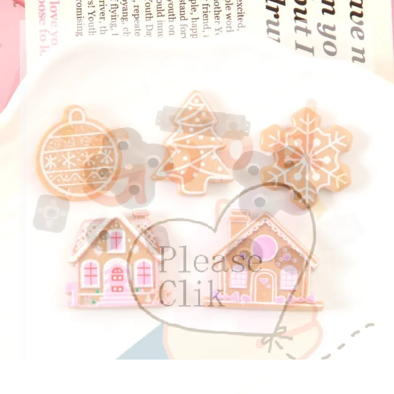 【HG】10pcs Cute Gingerbread Man Hut Resin Flatback Cabochon DIY For Phone Case Hairpin Keychain Earrings Scrapbook Decor