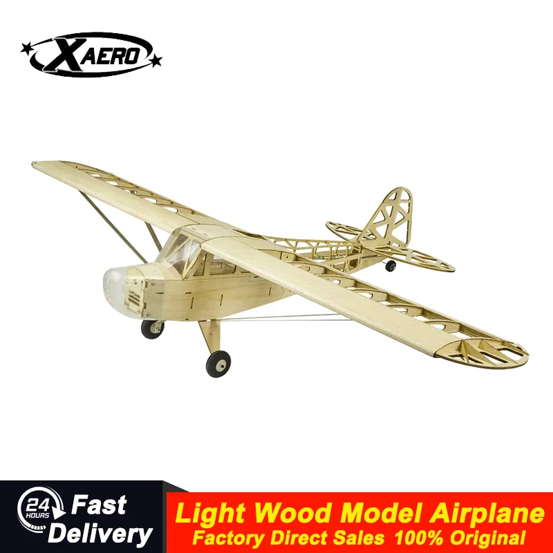 XAERO Upgraded 1200MM J-3 Cub Balsa RC Plane Kit Electric Powered Scale Aircraft with Fabric Covering DIY Assembly