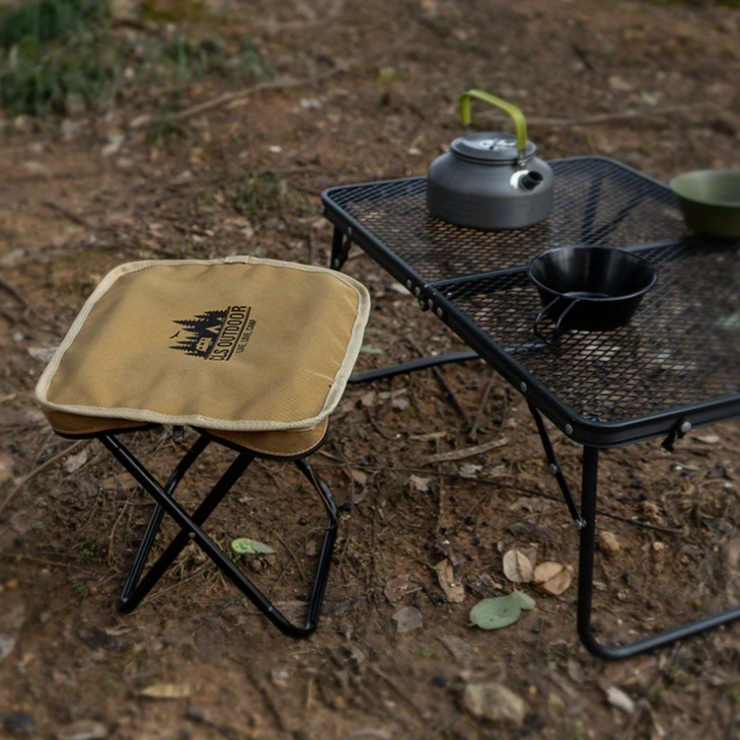 1pc Folding Stool, Aluminum Alloy Small Stool, Suitable For Outdoor Camping, Mountaineering, Fishing