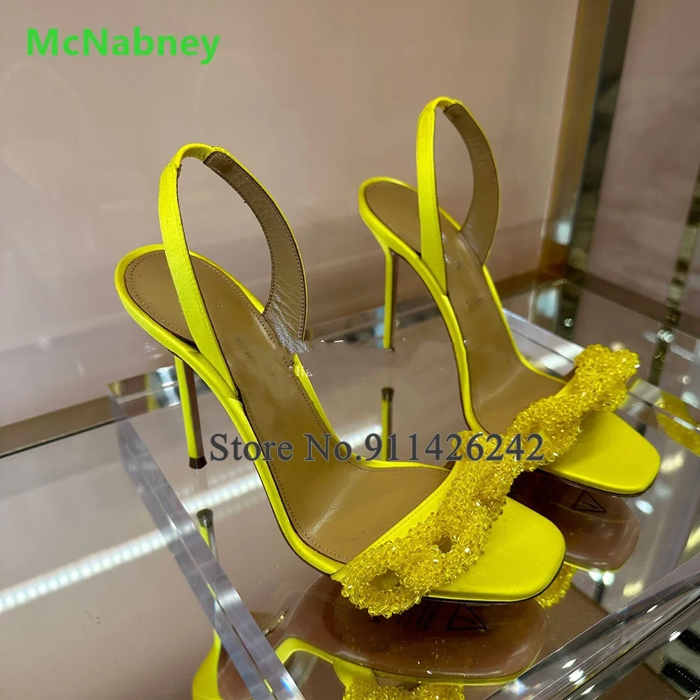 2024 New Arrivals Back Strap Luxury Design Sandals For Female Women Thin High Heel Round Toe Sexy Elegant Fashion Summer Shoes