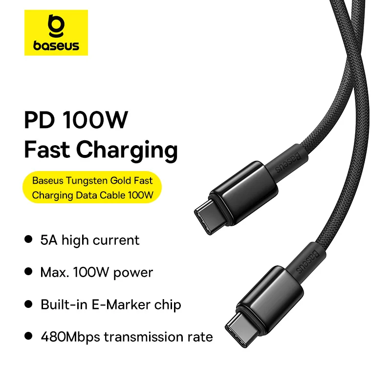 Baseus 고속 충전 USB C-USB C타입 케이블, 아이폰 15, 샤오미 레드미 4.0, 맥북, 아이패드 프로용, PD 100W 고속 충전기, 100W