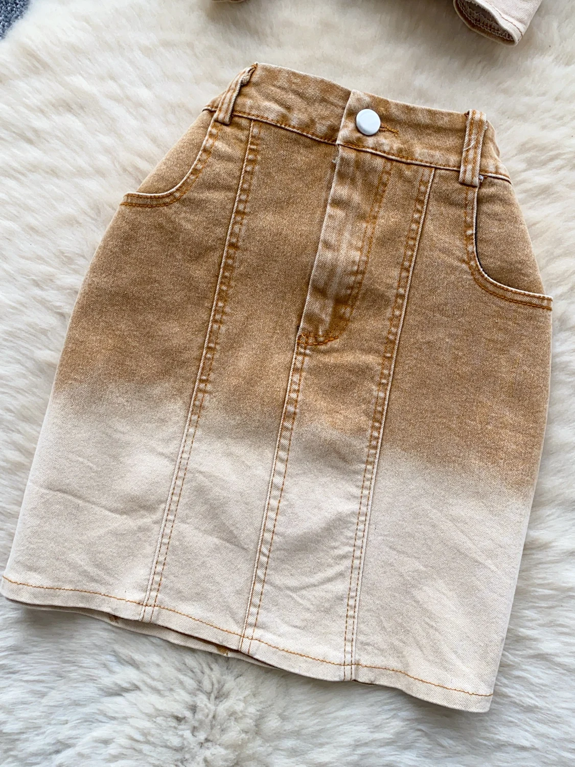 Faionable Denim Ne Set Gonna ort a vita alta con impunture in vita per donne piccole Collezione estiva Chiusura con cerniera