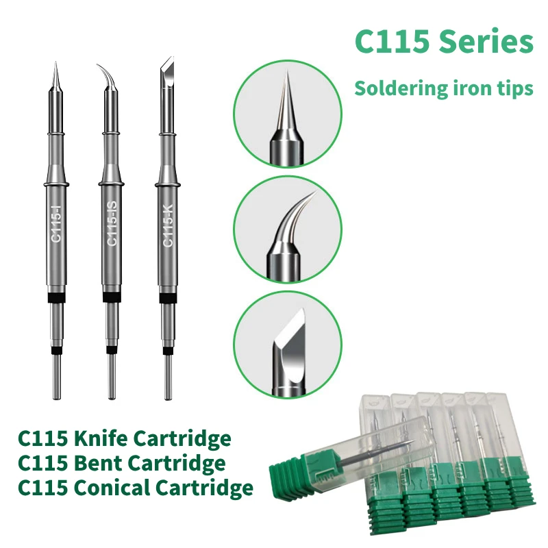 Universal C115 Soldering Iron Tip C115-K/I/IS Welding Iron Tip Compatible JBC Sugon Aifen Aixun Soldering Station Handle