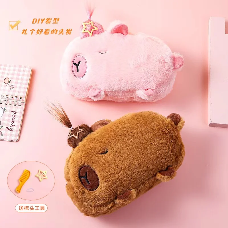 Imagem -02 - Capybara Kawaii Estojo Papelaria Organizadora Bolsa para Lápis Material Escolar Fofo