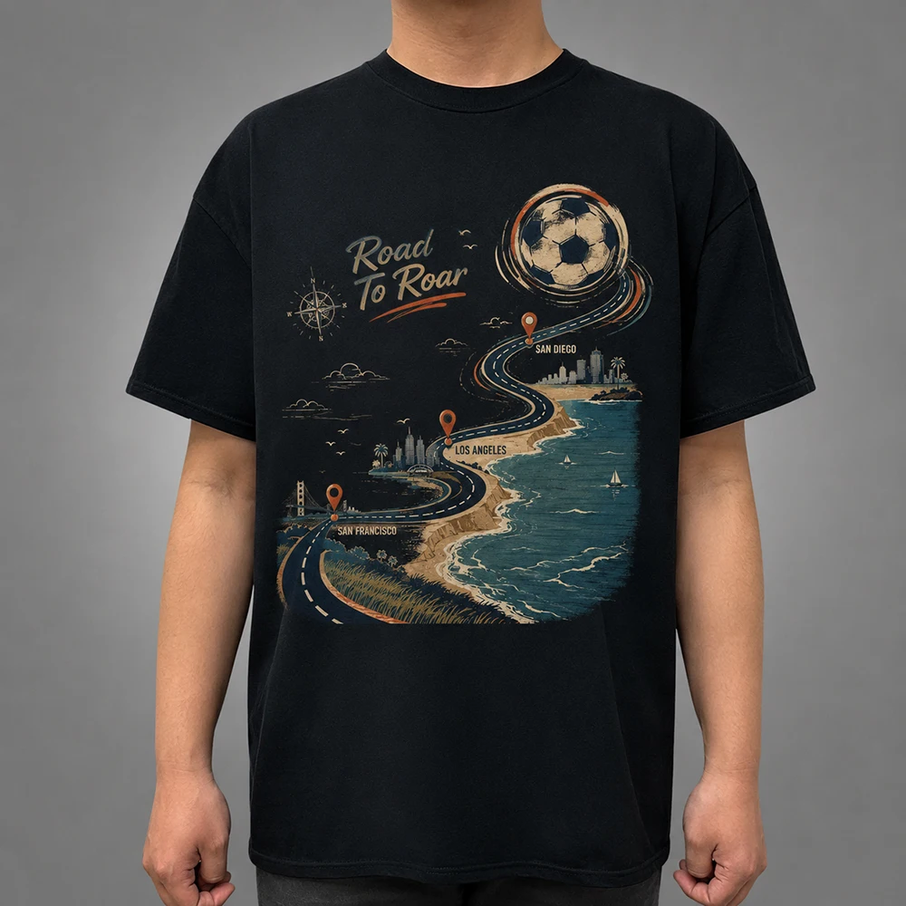 Soccer Graphic T Shirt Vintage Cotton Unisex Coastal Road Print Tee Sports Fan Gift Match Day Casual Short Sleeve Top Men Women — купить у AliExpress WW