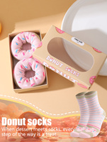 1 pair of mid-calf unisex socks novelty and fun donut gift box socks for Christmas seasons