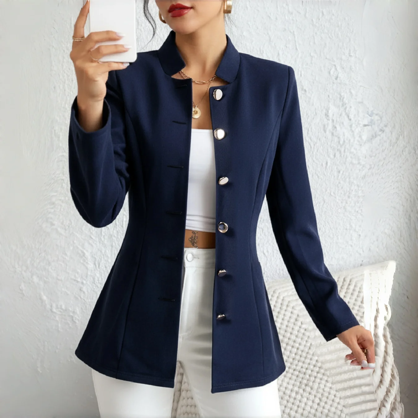 

Elegant Single Breasted Womens Blazer For Autumn Winter Season Daily Commute Holiday Party Gathering Formal Casual Suit Jacket