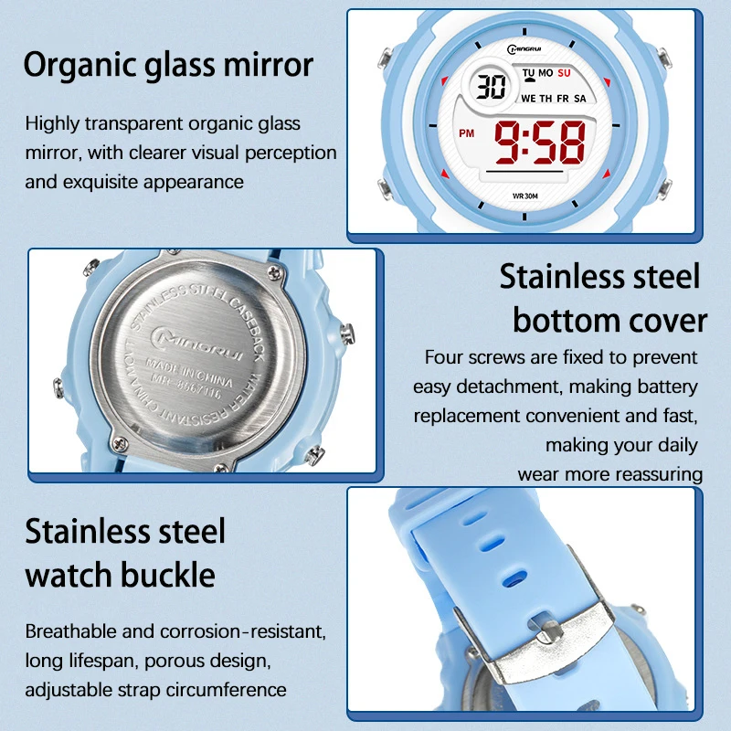 UTHAI CQ421 Children's Watch Night Light Sports LED Light up 30 meters Waterproof Multi functional Electronic Watch Clock Gift