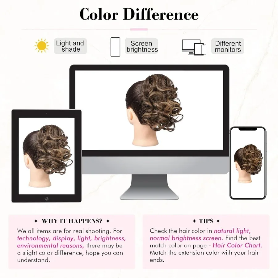 وصلة شعر قصيرة مجعدة ومموجة على شكل ذيل حصان مع مشبك مخلب للنساء 9 بني كستنائي مع تسليط الضوء على الذهبي مثالية للاستخدام اليومي