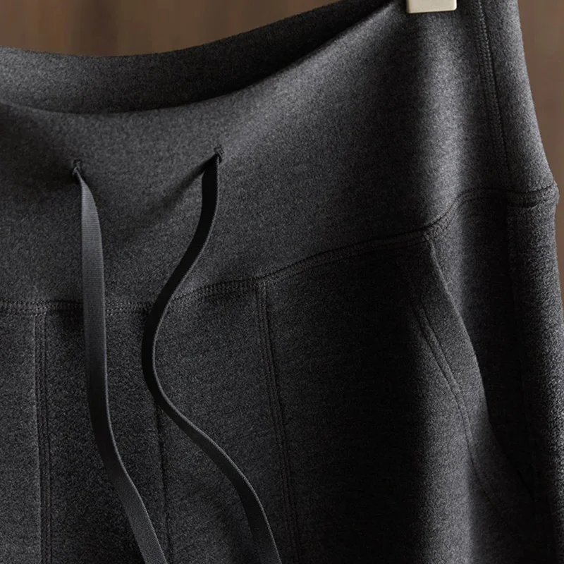 Birdtree voering wolmix flare broek, dameswarmte casual broek, met zakken, elastische taille, herfst winterbroek P5N522JF