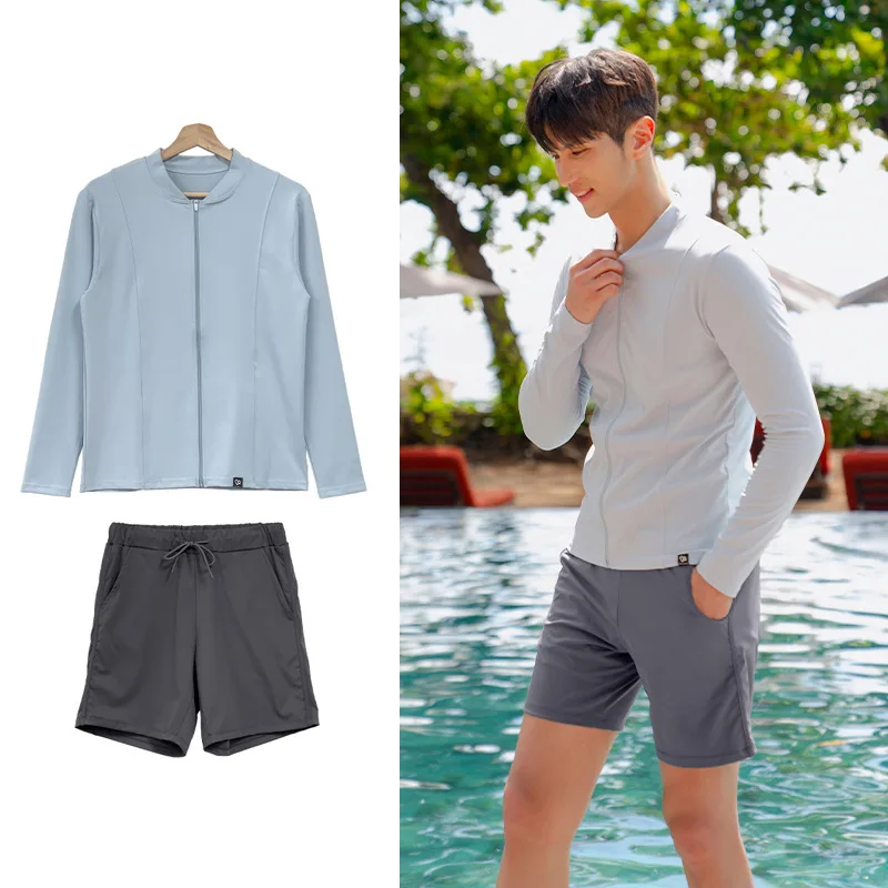 Women's 4pieces/Men's 2pieces Rash Guard Set UV Protection Quick Dry Zipper Swimwear for Beach Snorkeling Swimming