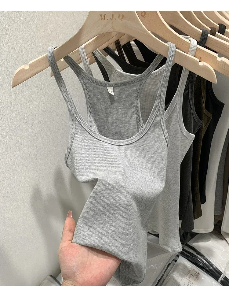 Layering Outerwear Tees 2026 Sommer Y2K Hot Girl Gestricktes Geripptes Damen-Camisole Figurformendes Ärmelloses Tanktop – Detail 32