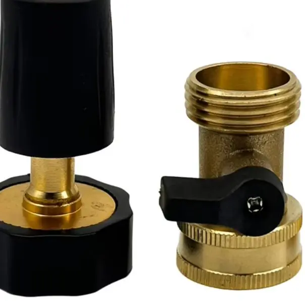 

Aluminum Garden Hose Nozzle With Shut Off Valve For Watering Flowers Car Washing Gold Metal Sprayer Tool