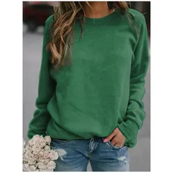 2024 Women's Autumn/Winter New Long Sleeve Solid Color Korean Loose Comfortable Round Neck T-shirt Sweatshirt Top Women's Wear