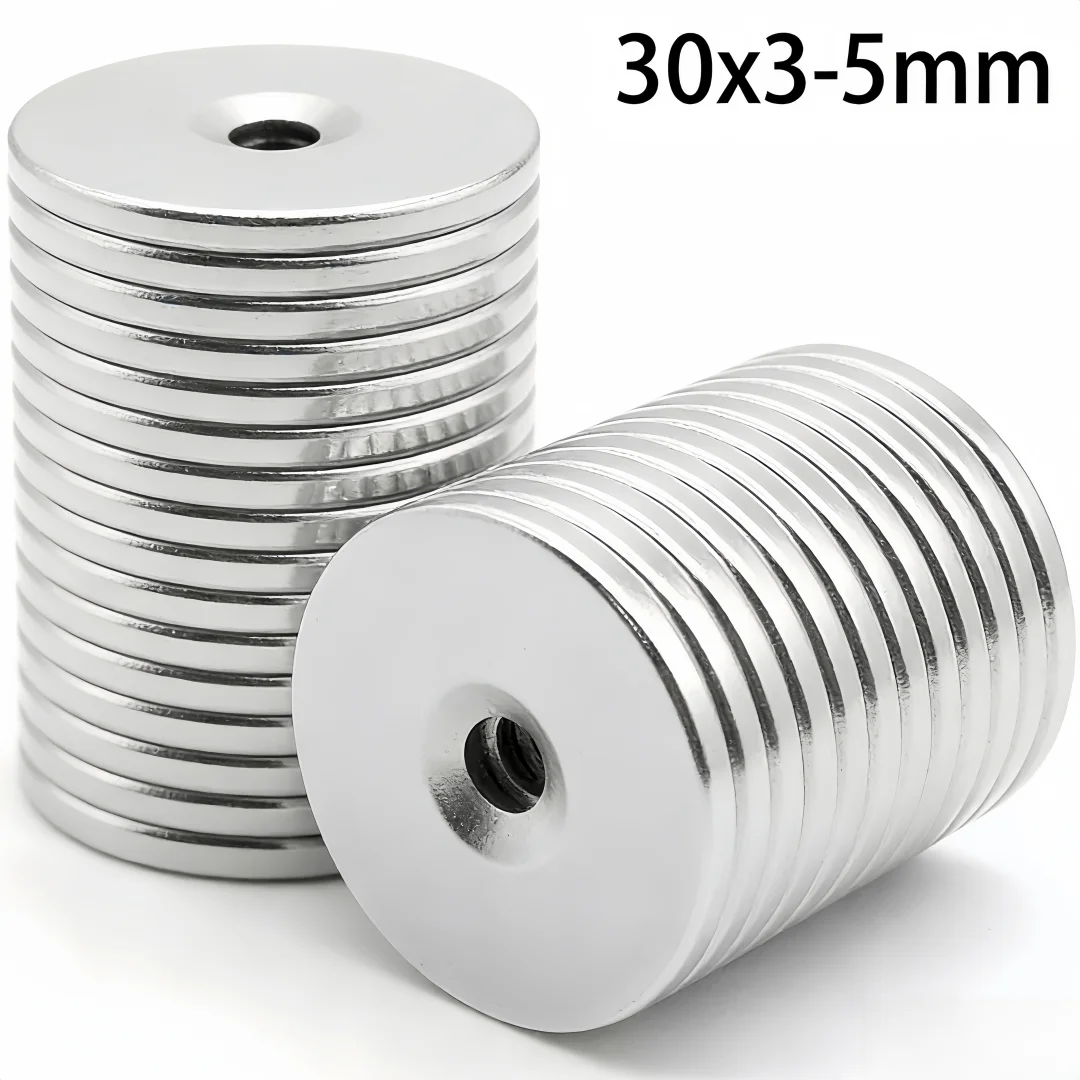 30x3-5mm Strong Round Magnets 30*3 mm Hole 5mm Powerful Magnet 30mmx3mm-5mm For Home Refrigerators, Offices DIY 30*3-5mm
