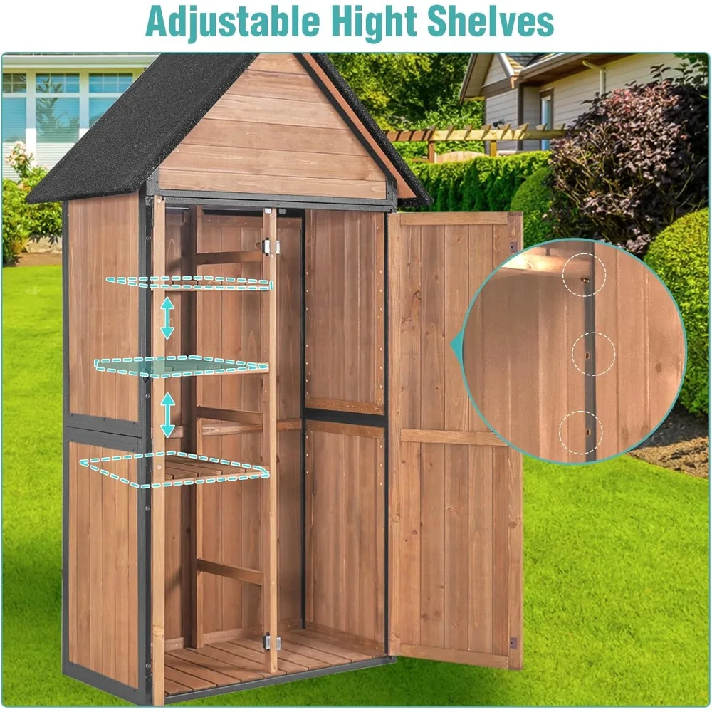 Sheds Outdoor Storage,Garden Shed with Metal Frame Structure and Adjustable Shelves,Large Capacity Storage Tool Cabinet Box