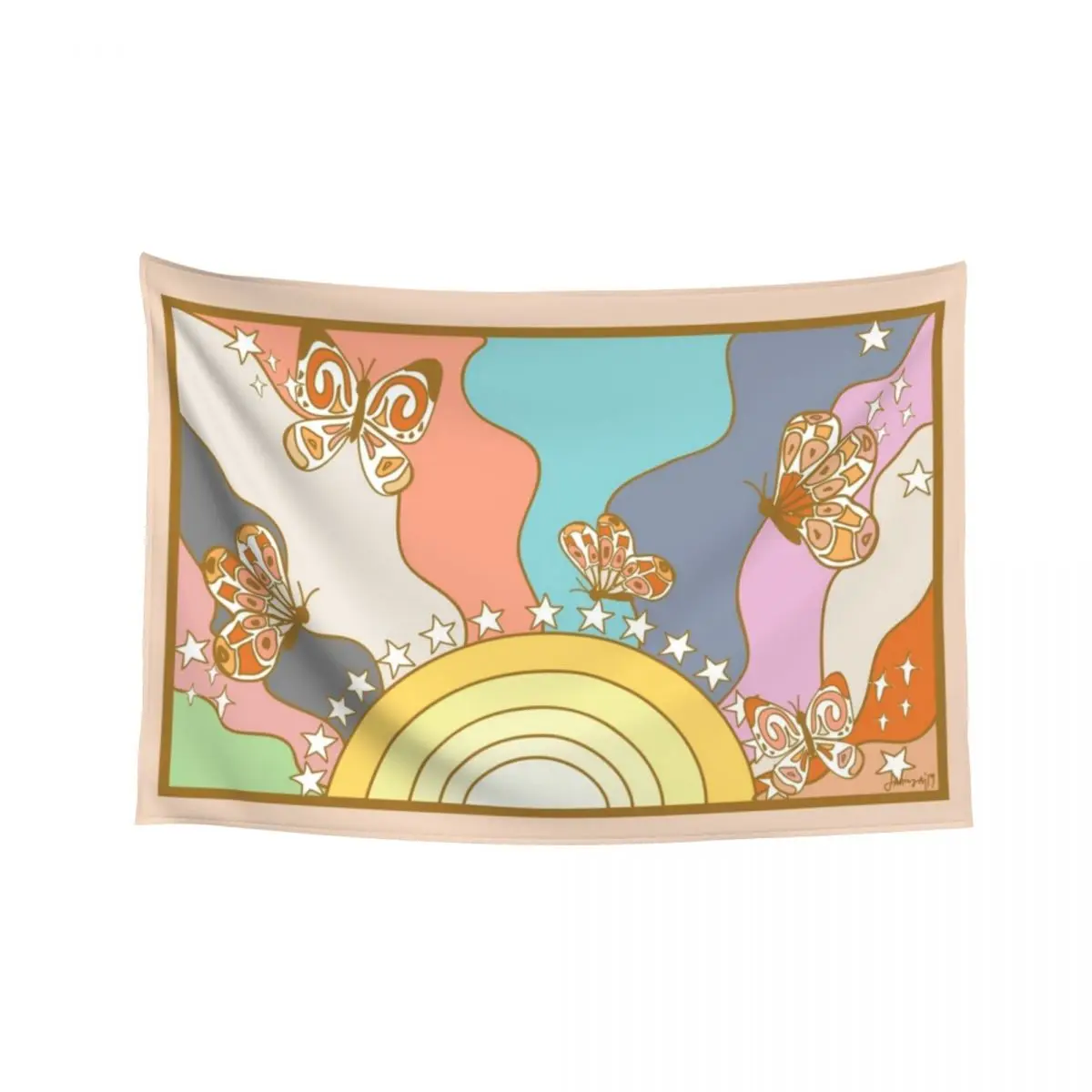 

Vintage Rainbow Butterfly Pattern Tapestry House Decor Room Decor For Girls Art Mural Tapestry