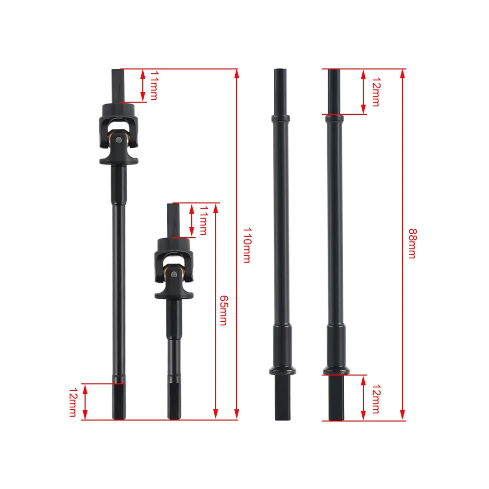 Hardened AR45P Universal Joint Driveshaft Straight Shaft for 1/10 RC Crawler Axial SCX10 III AR45 Portal Axle Gladiator Wrangler